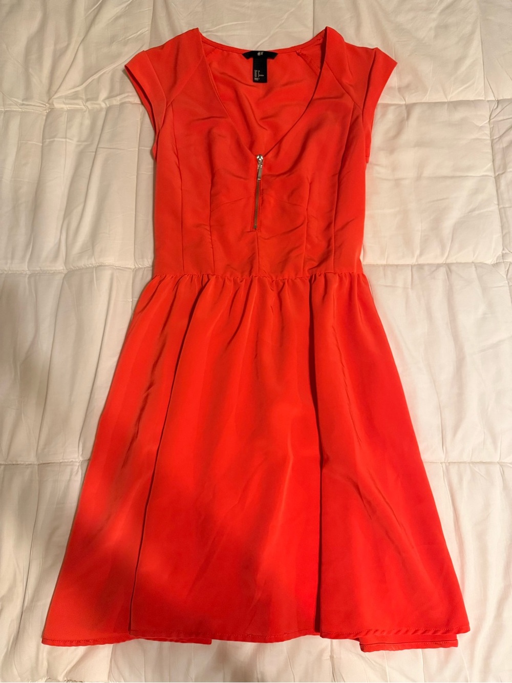 H&M Bright Orange Zip-Front Mini Dress